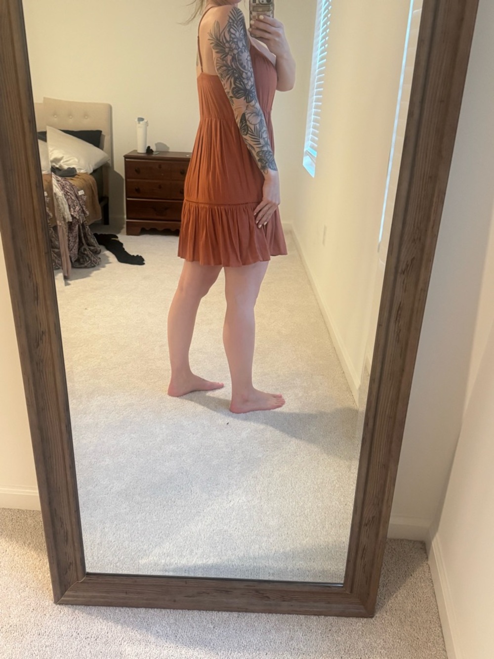 Spaghetti Strap Mini Dress in Rust - Picture 3 of 5